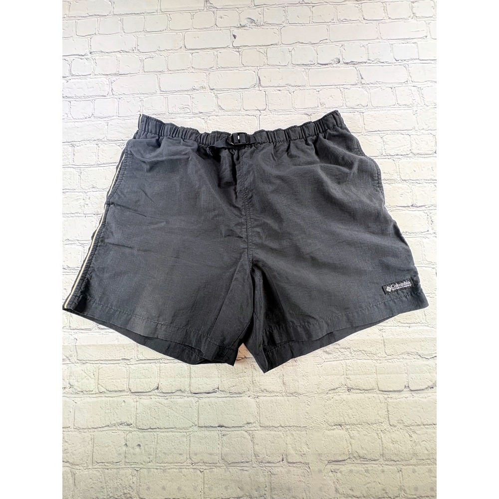 Columbia Nylon Shorts Mens Medium Black Good Vintage Y2K Belted Hiking